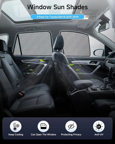 مظلة نافذة السيارة لسيارة Toyota RAV4 2013-2018، 4 عبوات من ظلال الشمس الشبكية المغناطيسية للنوافذ الأمامية والخلفية، حماية من الوهج بالأشعة فوق البنفسجية وتظليل سيارة الطفل للقيلولة والتخييم والرضاعة الطبيعية in Kuwait