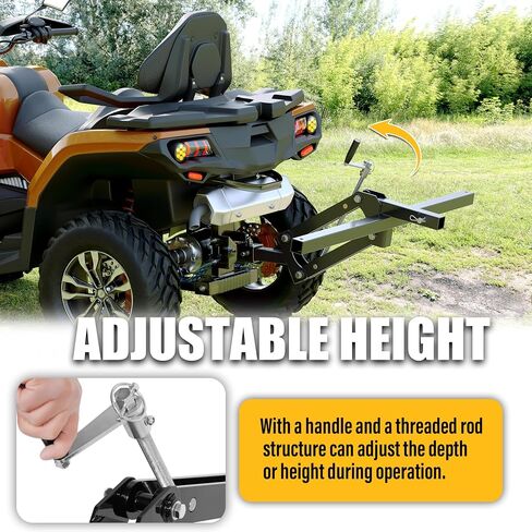 ECOTRIC 50" Manual Implement Lift, 1-Point and 2-Inch Receiver, Adjustable Height, UTV ATV Rake Scrape Blade Plow Disc Universal Tow Behind Attachments Steel Powder Coated in Saudi Arabia