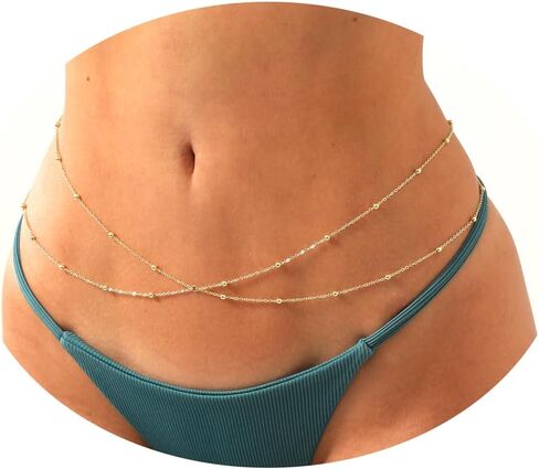 Belly Waist Chain Beads Layered Belly Chains Gold Plated Sexy Bikini Body Chain Adjustable Jewelry for Women in Kuwait
