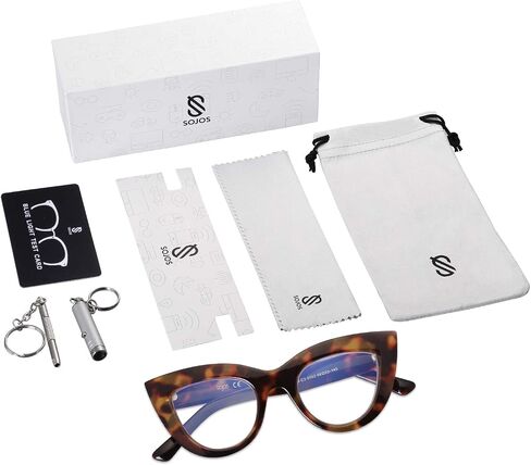 نظارات SOJOS الزرقاء لحجب الضوء، نظارات Cateye كلاسيكية عتيقة للنساء، إطار بلاستيكي لحفلات محب SJ5025 مع إطار سلحفاة أصفر/عدسات مضادة للضوء الأزرق in Kuwait