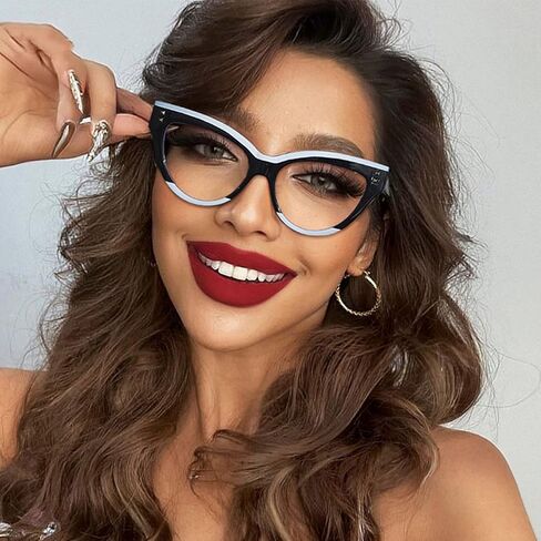 KFPH Stylish Cat Eye Glasses Blue Light Glasses Non Prescription Frames for Women Computer Reading Glasses Anti Glare & UV in Saudi Arabia