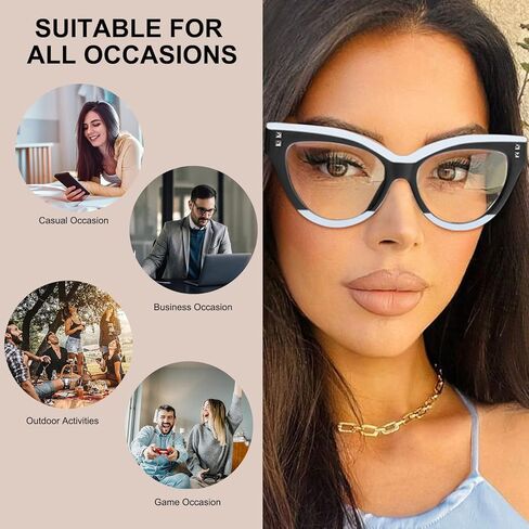 KFPH Stylish Cat Eye Glasses Blue Light Glasses Non Prescription Frames for Women Computer Reading Glasses Anti Glare & UV in Saudi Arabia