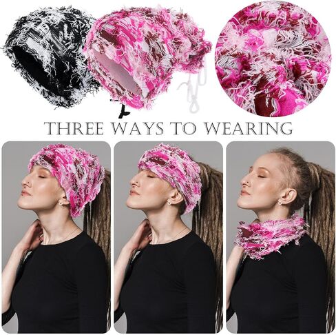 2 Pcs Dreadlock Cap Distressed Beanie Winter Fuzzy Dread Hats Rasta Beanie Dread Turban Beanie Knit Dreadlock Beanie Dreadlock Hair Wraps for Men Women in Kuwait