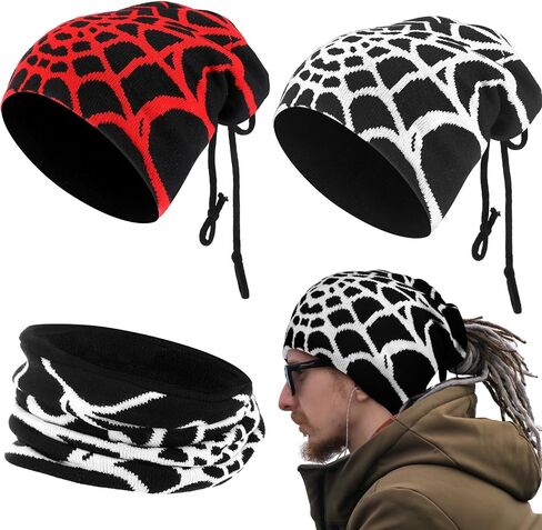 2 Pcs Dreadlock Cap Distressed Beanie Winter Fuzzy Dread Hats Rasta Beanie Dread Turban Beanie Knit Dreadlock Beanie Dreadlock Hair Wraps for Men Women in Kuwait