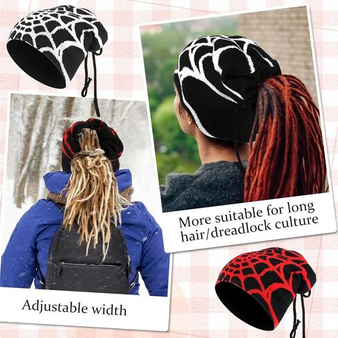 2 Pcs Dreadlock Cap Distressed Beanie Winter Fuzzy Dread Hats Rasta Beanie Dread Turban Beanie Knit Dreadlock Beanie Dreadlock Hair Wraps for Men Women in Kuwait
