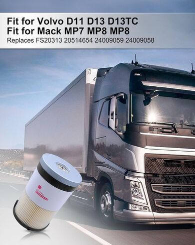 فلتر فاصل للمياه عن الوقود مناسب لفولفو D11 D13 D13TC Mack MP7 MP8، استبدال FS20313 24009059 24009058، 3 قطعة in Kuwait