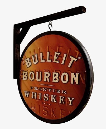 علامة حانة بوربون ويسكي Bulleit Bourbon بقطر 15 بوصة علامة خشبية ودعامة تعليق على الحائط in Saudi Arabia
