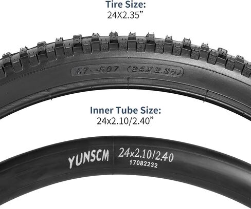 YUNSCM 2-PCS 24" إطارات الدراجة 24x2.35/57-507 و24" أنابيب الدراجة المتوافقة مع الدراجة الجبلية/الطرق الوعرة 24x2.30 24x2.35 24x2.40 إطارات وأنابيب الدراجات (P-1018) in Saudi Arabia