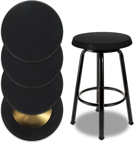 Lusofie Bar Stool Covers Round, Elastic Bar Stool Seat Covers, Washable Chair Seat Cover, Round Chair Cover for Restaurants, Bars, Hotels, Home, 11-15 Inch(Black) in Saudi Arabia