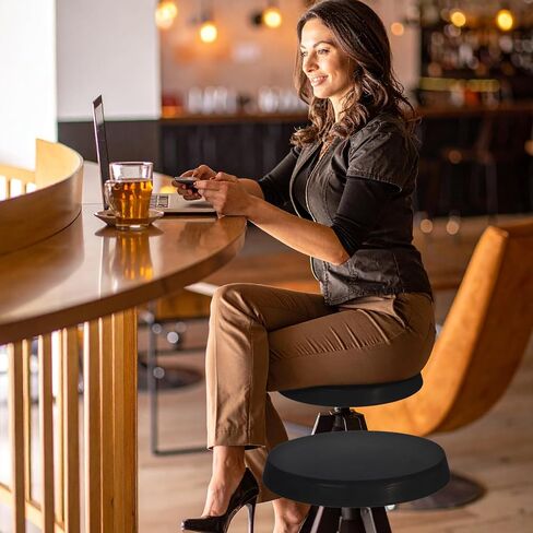 Lusofie Bar Stool Covers Round, Elastic Bar Stool Seat Covers, Washable Chair Seat Cover, Round Chair Cover for Restaurants, Bars, Hotels, Home, 11-15 Inch(Black) in Saudi Arabia