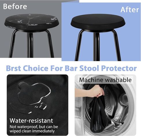 Lusofie Bar Stool Covers Round, Elastic Bar Stool Seat Covers, Washable Chair Seat Cover, Round Chair Cover for Restaurants, Bars, Hotels, Home, 11-15 Inch(Black) in Saudi Arabia