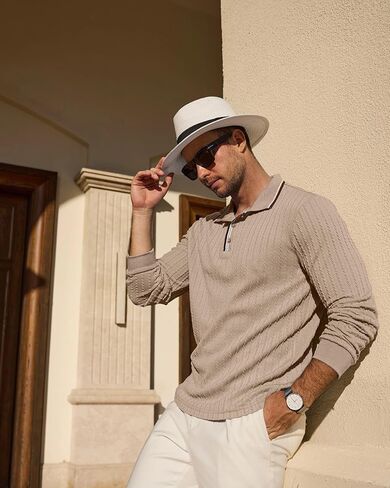 قمصان بولو محبوكة للرجال من Rela Bota بأكمام طويلة بلوفر محكم كاجوال تي شيرت بأزرار جولف كلاسيكية in Kuwait