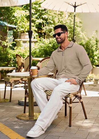 قمصان بولو محبوكة للرجال من Rela Bota بأكمام طويلة بلوفر محكم كاجوال تي شيرت بأزرار جولف كلاسيكية in Kuwait