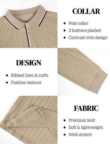 قمصان بولو محبوكة للرجال من Rela Bota بأكمام طويلة بلوفر محكم كاجوال تي شيرت بأزرار جولف كلاسيكية in Kuwait