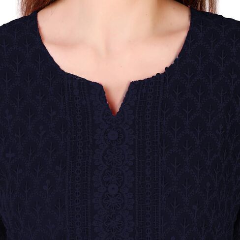 كورتي حريمي من Ladyline مع تطريز وترتر تشيكانكاري هاكوبا | بلوزة تونيك عرقية بأكمام 3/4 | كورتا بقصة مستقيمة in Saudi Arabia