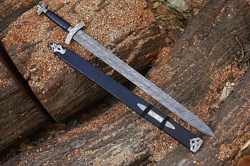 37-Inch Viking Sword with Scabbard – Handmade Damascus Steel Blade – Full Tang Norse Style – Medieval Sword Replica for Collectors in Saudi Arabia