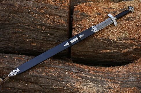 37-Inch Viking Sword with Scabbard – Handmade Damascus Steel Blade – Full Tang Norse Style – Medieval Sword Replica for Collectors in Saudi Arabia
