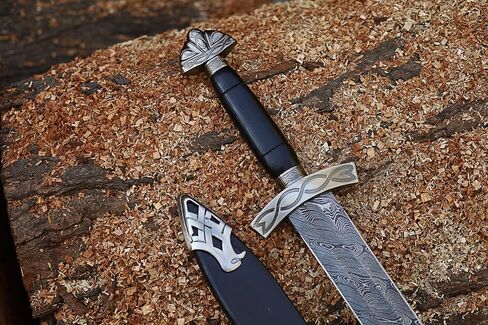 37-Inch Viking Sword with Scabbard – Handmade Damascus Steel Blade – Full Tang Norse Style – Medieval Sword Replica for Collectors in Saudi Arabia