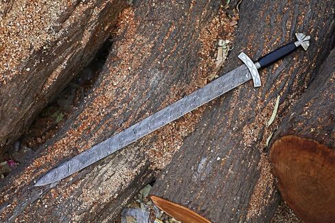 37-Inch Viking Sword with Scabbard – Handmade Damascus Steel Blade – Full Tang Norse Style – Medieval Sword Replica for Collectors in Saudi Arabia