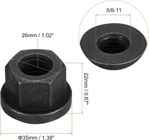 uxcell 5/8-11 Flange Hex Nuts, 2pcs Grade 10.9 Carbon Steel Black Oxide Finished Hex Flange Nuts for Machinery in Saudi Arabia