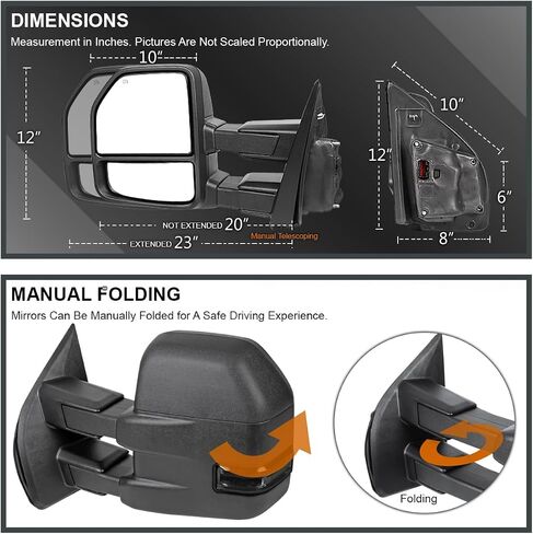 Spec-D Tuning Power Heated Tow Mirrors+Smoke LED Signal+Puddle 22Pin & 8Pin Compatible with 2015-2020 Ford F150 Left + Right Pair in Saudi Arabia