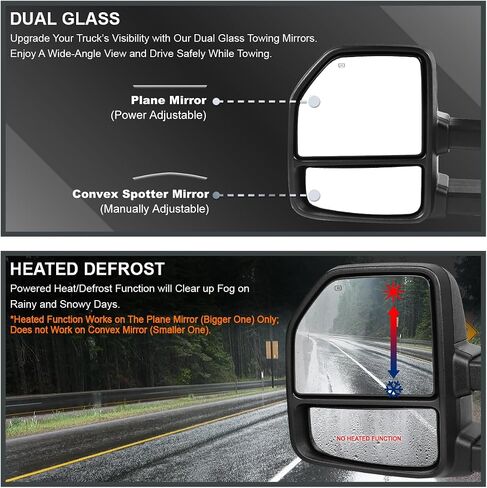 Spec-D Tuning Power Heated Tow Mirrors+Smoke LED Signal+Puddle 22Pin & 8Pin Compatible with 2015-2020 Ford F150 Left + Right Pair in Saudi Arabia