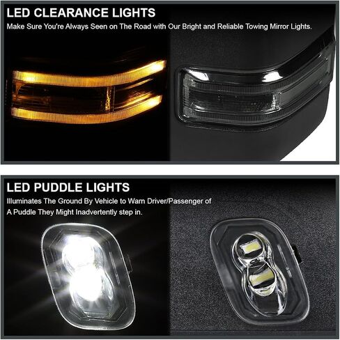 Spec-D Tuning Power Heated Tow Mirrors+Smoke LED Signal+Puddle 22Pin & 8Pin Compatible with 2015-2020 Ford F150 Left + Right Pair in Saudi Arabia