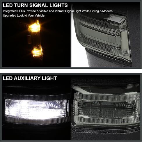 Spec-D Tuning Power Heated Tow Mirrors+Smoke LED Signal+Puddle 22Pin & 8Pin Compatible with 2015-2020 Ford F150 Left + Right Pair in Saudi Arabia