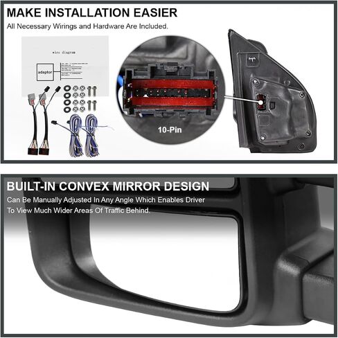 Spec-D Tuning Power Heated Tow Mirrors+Smoke LED Signal+Puddle 22Pin & 8Pin Compatible with 2015-2020 Ford F150 Left + Right Pair in Saudi Arabia