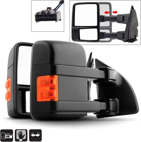 ACANII - مرايا سحب مقطورة يدوية غير حرارية، إشارة LED يسار + يمين لسيارة Ford F250 ~ F550 SuperDuty 2008-2016 in Saudi Arabia