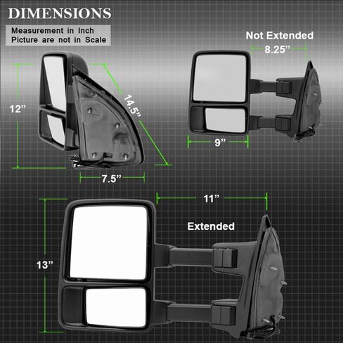 ACANII - مرايا سحب مقطورة يدوية غير حرارية، إشارة LED يسار + يمين لسيارة Ford F250 ~ F550 SuperDuty 2008-2016 in Saudi Arabia