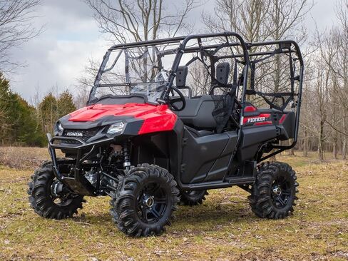 SuperATV Flip Down Windshield for 2014+ Honda Pioneer 700 / 700-4 | 1/4" Thick Clear Scratch Resistant Polycarbonate 250x Stronger Than Glass & 25x Stronger Than Acrylic | USA Made in Saudi Arabia