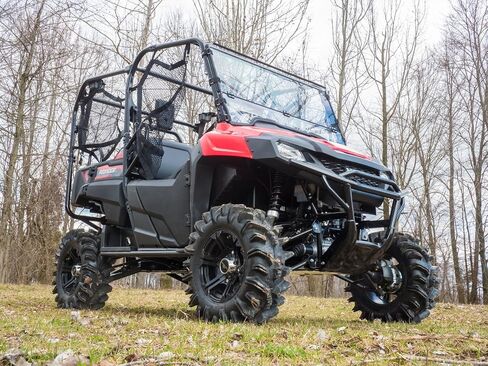 SuperATV Flip Down Windshield for 2014+ Honda Pioneer 700 / 700-4 | 1/4" Thick Clear Scratch Resistant Polycarbonate 250x Stronger Than Glass & 25x Stronger Than Acrylic | USA Made in Saudi Arabia
