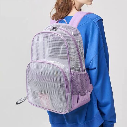 mygreen Clear Backpack with Bottom Compartment for Lunch Box or Shoes, 2-in-1 Design for School, Sports, Work, Stadium, Security, Travel, College Dark Blue in Saudi Arabia