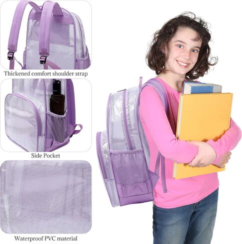 mygreen Clear Backpack with Bottom Compartment for Lunch Box or Shoes, 2-in-1 Design for School, Sports, Work, Stadium, Security, Travel, College Dark Blue in Saudi Arabia