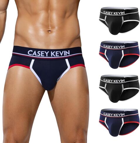 ملابس داخلية قطنية للرجال من Casey Kevin بحزام خصر عريض بدون طيران للرجال، 4 قطع in Kuwait