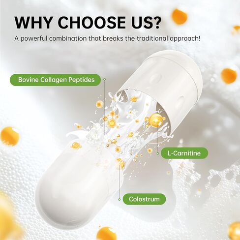 Living Collagen L-Carnitine Complex Supplement, Grass Fed Bovine Collagen Peptides,Bovine Colostrum,Cinnamon Extract,Mulberry Leaf Extract, Non-GMO, 60 Capsules in Saudi Arabia