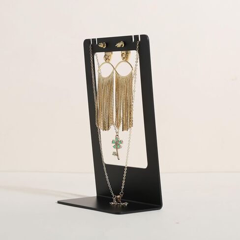 GemeShou Gold Metal necklace and earring display stands for selling, stud earring holder for show, Small Jewelry necklace holder for online shop Photography【Metal Earring and Necklace Stand-Gold】 in Saudi Arabia