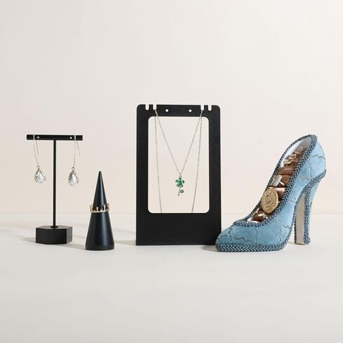 GemeShou Gold Metal necklace and earring display stands for selling, stud earring holder for show, Small Jewelry necklace holder for online shop Photography【Metal Earring and Necklace Stand-Gold】 in Saudi Arabia