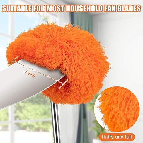 Ceiling Fan Cleaner Duster with 60 inch Extension Pole, Dusters for Cleaning High Ceiling Fan Blades, Cobweb Duster for Spider Web Removal, Dusters Kit with Storage Bag, Cleaning Tools for Families in Kuwait
