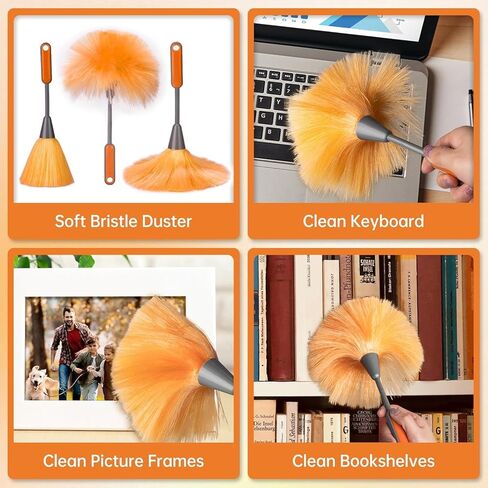 Ceiling Fan Cleaner Duster with 60 inch Extension Pole, Dusters for Cleaning High Ceiling Fan Blades, Cobweb Duster for Spider Web Removal, Dusters Kit with Storage Bag, Cleaning Tools for Families in Kuwait