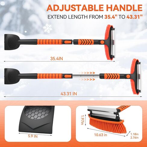 43.3" Snow Brush and Ice Scrapers for Car Windshield Extendable Detachable Snow Removal Tool for Trucks SUVS with Ergonomic Foam Grip in Saudi Arabia