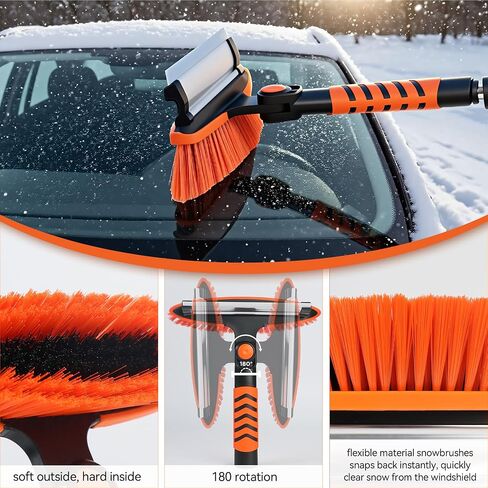 43.3" Snow Brush and Ice Scrapers for Car Windshield Extendable Detachable Snow Removal Tool for Trucks SUVS with Ergonomic Foam Grip in Saudi Arabia