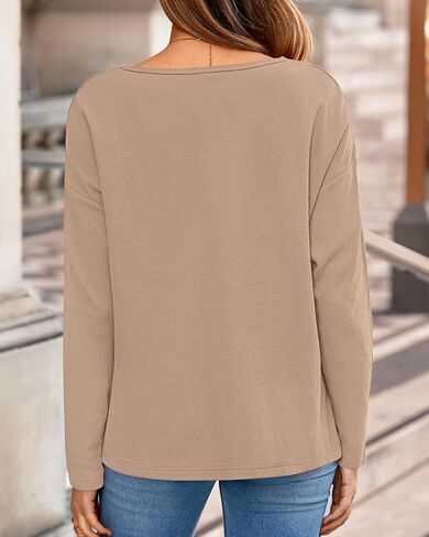 KIRUNDO Oversized Waffle Knit Tops for Women 2025 Fall Long Sleeve Henley Shirts Casual Blouse Deco Button Fashion Clothing in Saudi Arabia