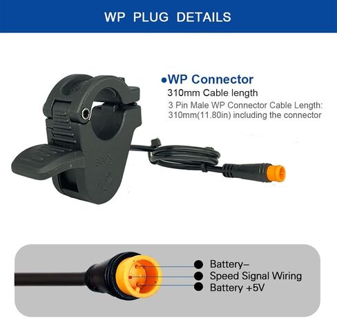 Ebike Thumb Throttle، 12V / 24V / 36V / 48V / 52V / 60V / 72V 3-Pin M8 مقاوم للماء Ebike Throttle، 300X مسرع مقود الإبهام الأيسر والأيمن للدراجات الكهربائية والدراجات البخارية 22 مم المقاود in Kuwait