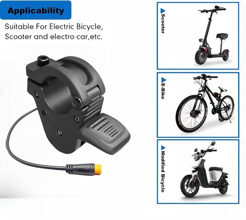 Ebike Thumb Throttle، 12V / 24V / 36V / 48V / 52V / 60V / 72V 3-Pin M8 مقاوم للماء Ebike Throttle، 300X مسرع مقود الإبهام الأيسر والأيمن للدراجات الكهربائية والدراجات البخارية 22 مم المقاود in Kuwait
