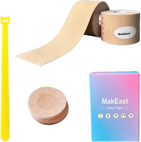2 Rolls Trans Tape for Transitioning Chest Binding Tape Latex Free FTM Chest Binder with Nipple Covers 2 in X 16.5 ft in Saudi Arabia
