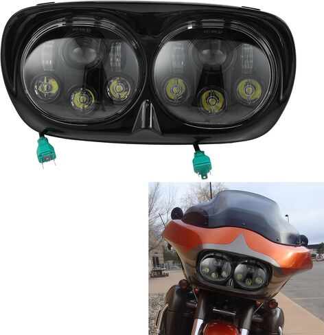 TCMT 5.75 بوصة مصباح أمامي مزدوج LED مناسب لموديلات Harley Road Glide FLTR 1998-2013 Road Glide CVO 2009-2013 Custom FLTRX 2010-2013 Ultra FLTRU 2011-2013 EFI FLTRI 1998-2006 in Saudi Arabia