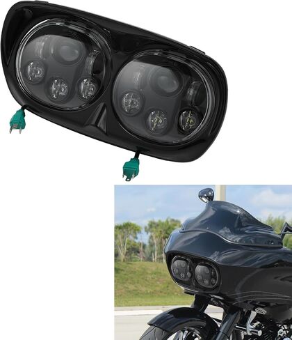 TCMT 5.75 بوصة مصباح أمامي مزدوج LED مناسب لموديلات Harley Road Glide FLTR 1998-2013 Road Glide CVO 2009-2013 Custom FLTRX 2010-2013 Ultra FLTRU 2011-2013 EFI FLTRI 1998-2006 in Saudi Arabia