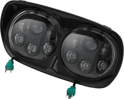 TCMT 5.75 بوصة مصباح أمامي مزدوج LED مناسب لموديلات Harley Road Glide FLTR 1998-2013 Road Glide CVO 2009-2013 Custom FLTRX 2010-2013 Ultra FLTRU 2011-2013 EFI FLTRI 1998-2006 in Saudi Arabia